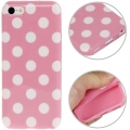 Чехол накладка Dot TPU Case для iPhone 5C (розовый с белым)